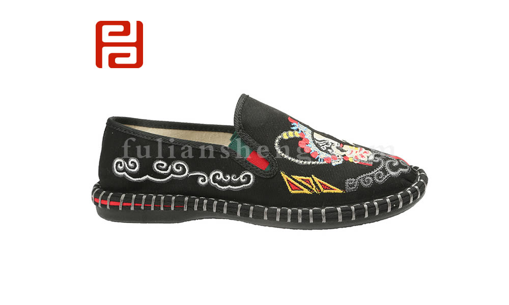福連升夏款男半臉譜文字老北京布鞋民族風(fēng)社會鞋圖片