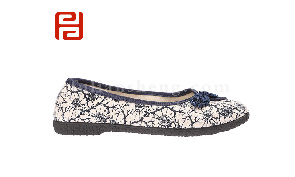 福連升老北京布鞋春夏淺口民族風玉蘭碎花女單鞋圖片