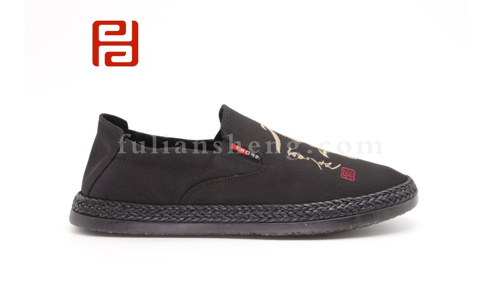 男鞋雨傘布棉麻透氣舒適中國(guó)風(fēng)一腳蹬懶人男鞋圖片