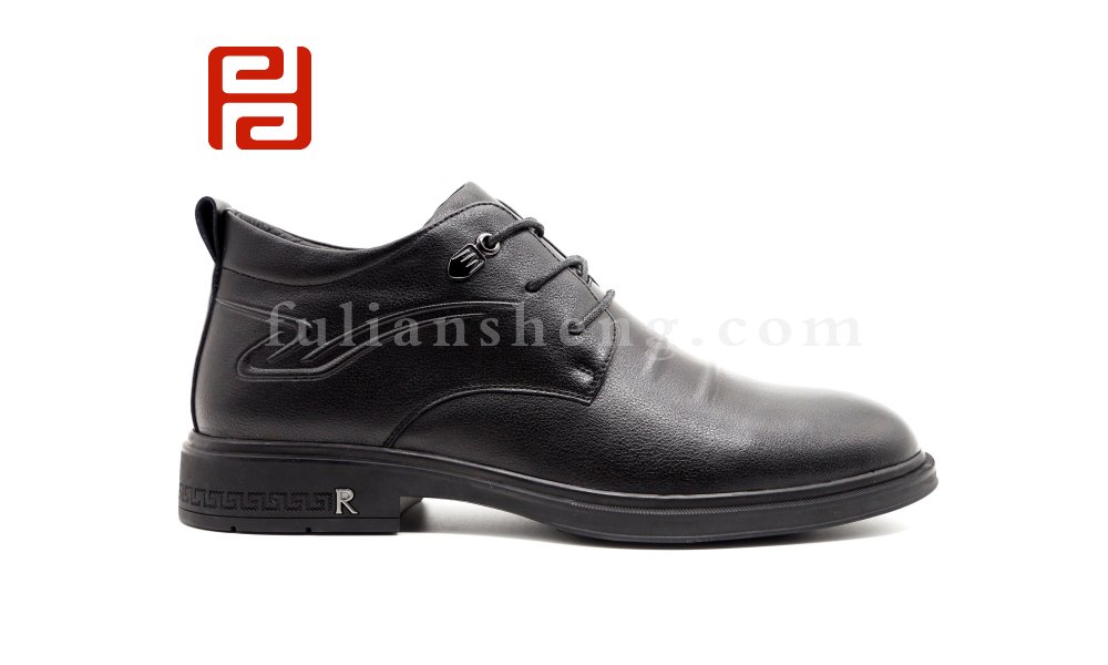 福連升休閑鞋商務男鞋 真皮正裝牛皮鞋男橡膠底保暖系帶休閑皮鞋圖片