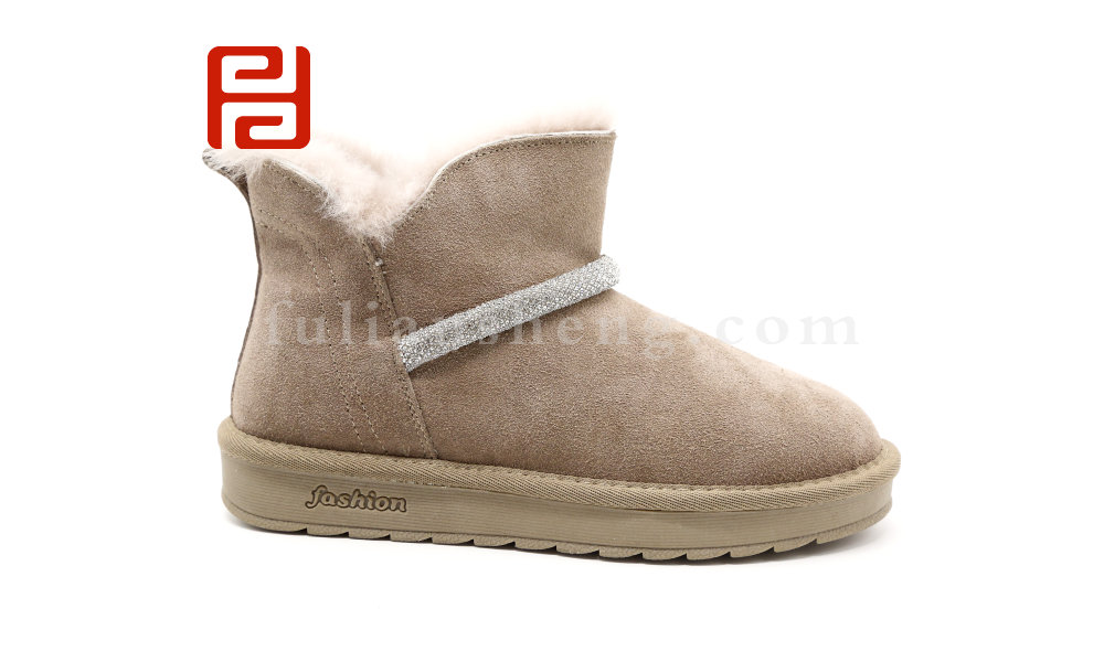 福連升休閑鞋女靴短靴棉鞋20冬季磨砂牛皮加厚保暖時尚雪地靴女圖片