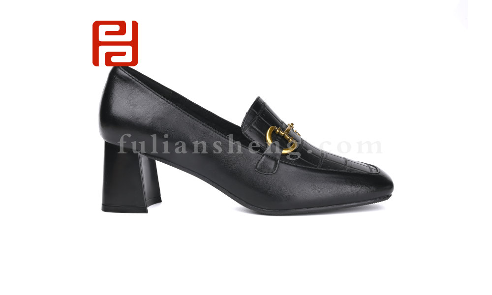 福連升春秋女鞋優雅舒適跟鞋復古扣件單鞋