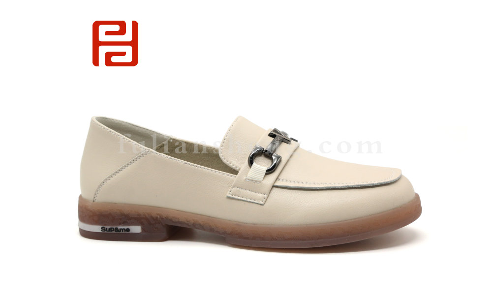 福連升女樂福英倫風平底牛筋底淺口休閑單鞋百搭豆豆鞋圖片