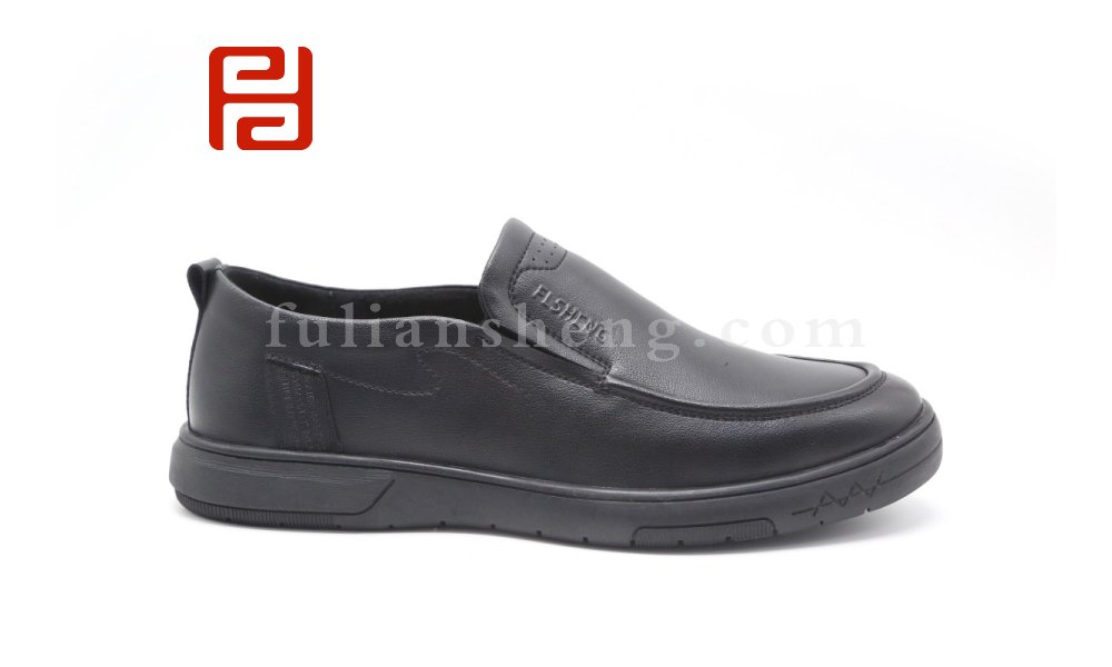 福連升中年商務工作正裝休閑男單鞋黑色皮鞋舒適軟底圖片