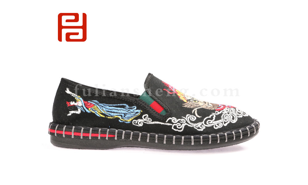 福連升男刺繡民族風復古北京布鞋一腳蹬臉譜布鞋(圖4)
