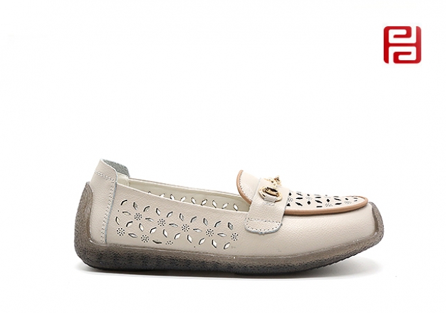 福連升夏季休閑女鞋經典豆豆鞋透氣帶孔舒適女鞋