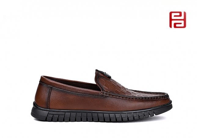 福連升春秋男鞋單鞋棋盤紋豆豆鞋商務(wù)復(fù)古手縫鞋