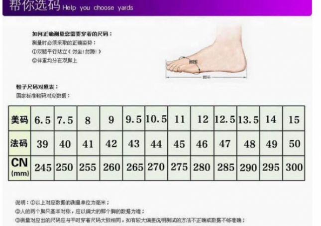 鞋碼-中國標準鞋碼對照是什么？